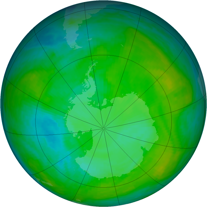 Antarctic ozone map for 16 January 1983